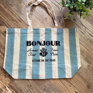 Sézane Striped Bonjour Tote Bag